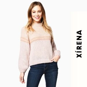 {Xirena} Lurex Knit Alpaca Wool Blend Mock Neck Pullover Sweater (Large)